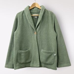 Karen Neuburger S Jacket Mint Green Fleece Knit Retro Plush Pastel Teddy Winter